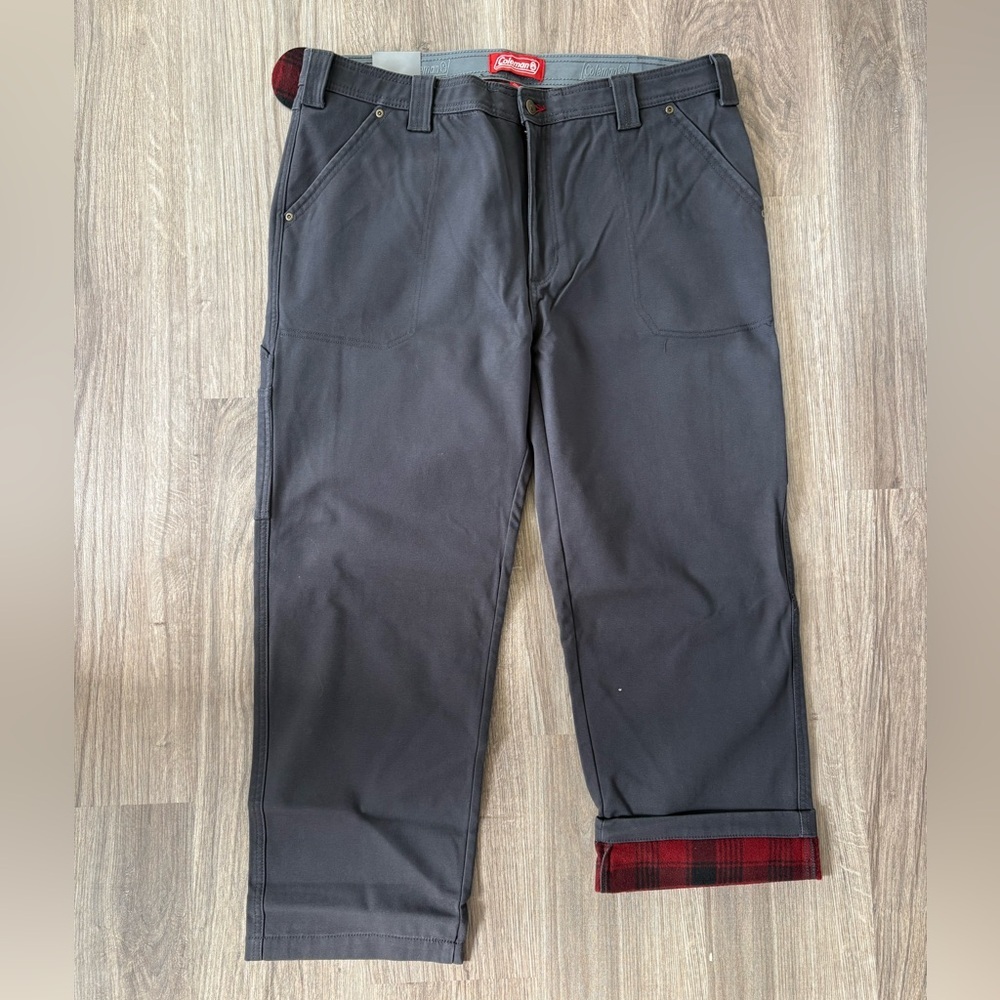 NWT Mens Coleman Canvas Fleece Lined Utility Pants Grey Size 40x30 - Picture 4 of 7